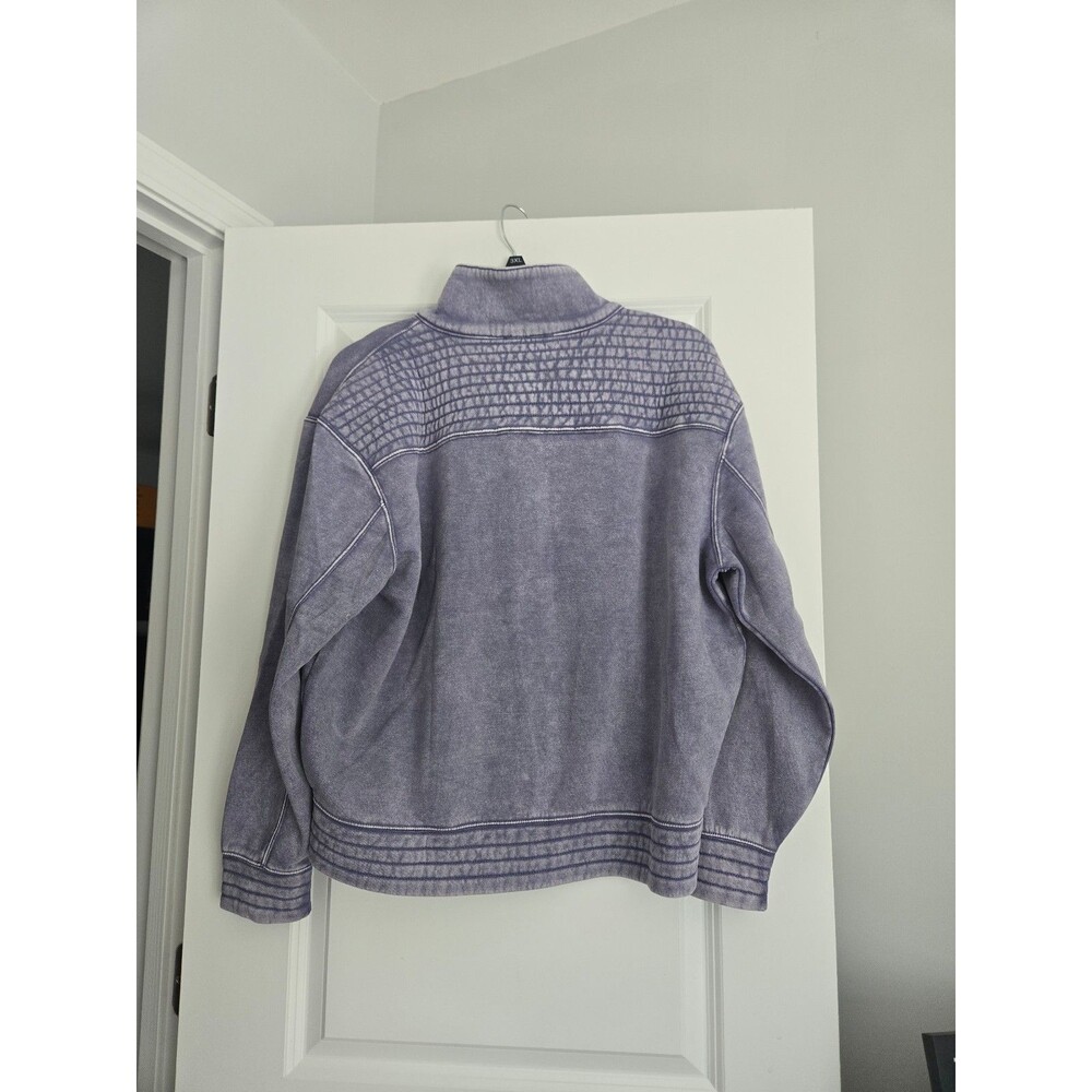 Zenana Acid Washed Half Snap Fleece Sweatshirt Med - Picture 2 of 7